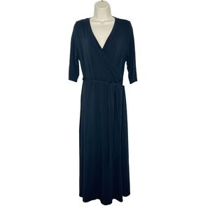 Soft Surroundings Women’s Black Wrap Half Sleeve Maxi Dress Size PM NEW